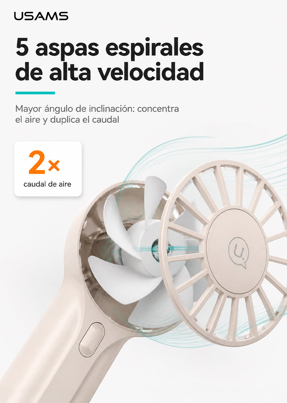 Mini Ventilador De Mano Portatil Recargable Alta Velocidad Usams ZB288 9