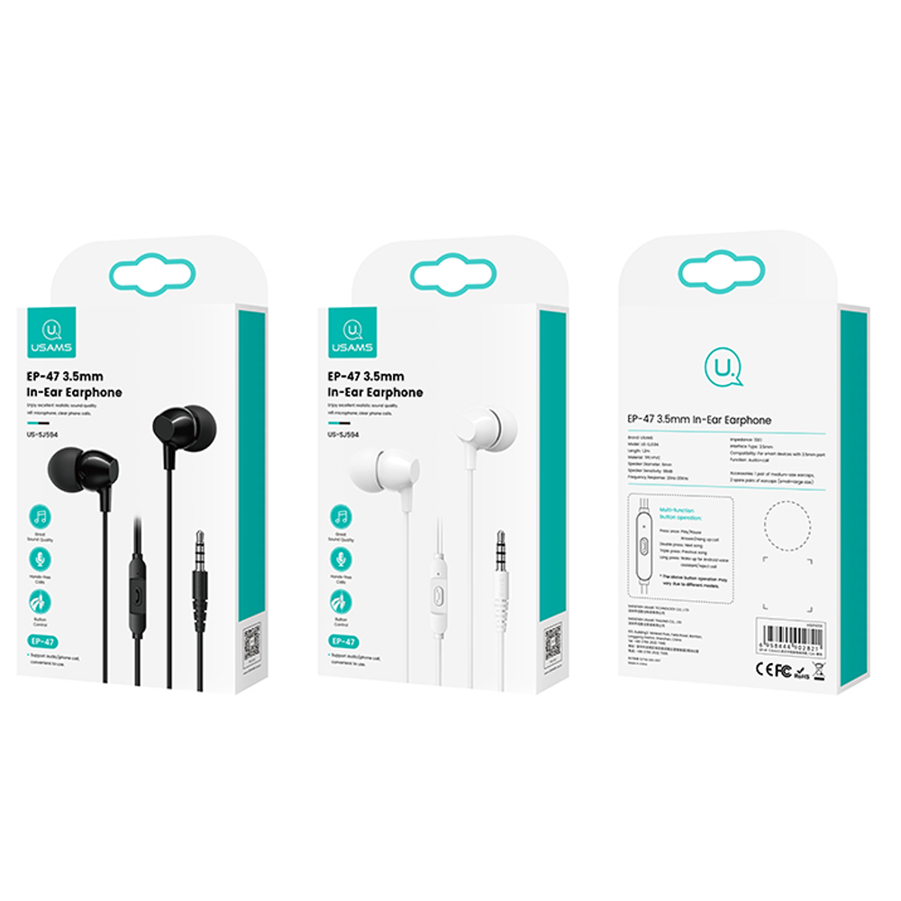 Audifonos Manos Libres Jack 3.5 Mm EP47 Aux Con Micrófono