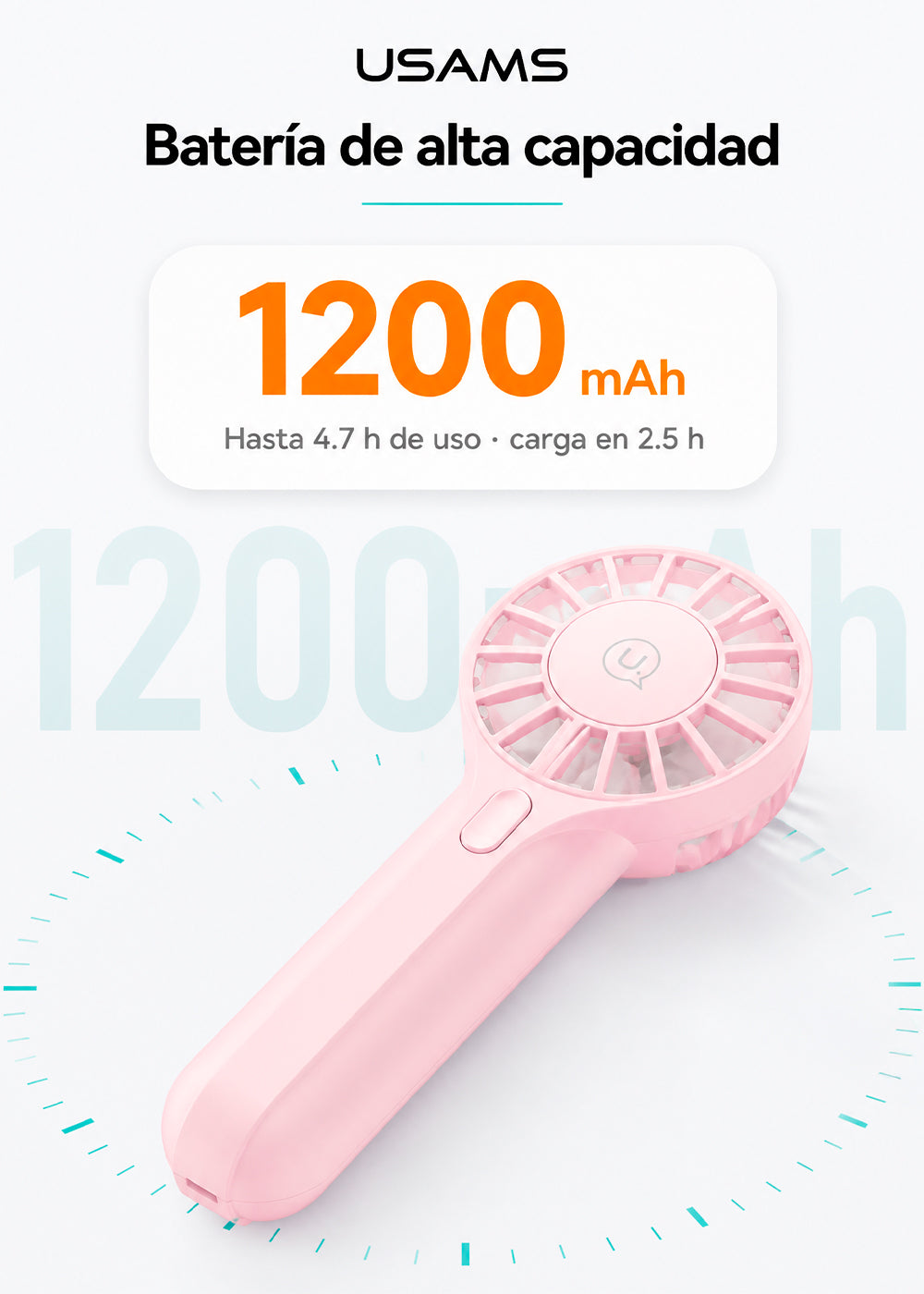 Mini Ventilador De Mano Portatil Recargable Alta Velocidad Usams ZB288 5