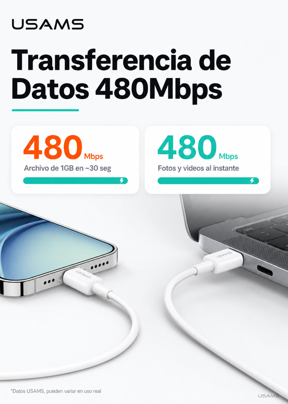 Cable USB-A a Lightning 2.4A 12W 1 Metro SJ709 6