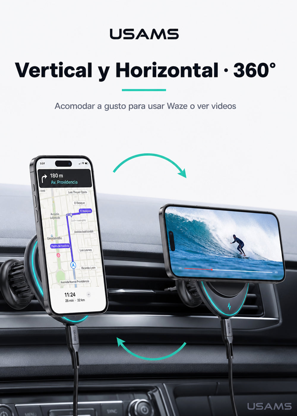 Soporte de Celular Para Auto Carga Inalámbrica 15W CD222 5