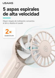 Mini Ventilador De Mano Portatil Recargable Alta Velocidad Usams ZB288 9
