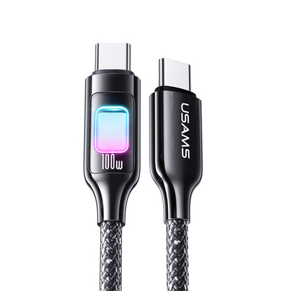 Cable Carga Rápida USB-C A USB-C Para iPhone iPad SJ750 100W 1,2 Metros Luz LED