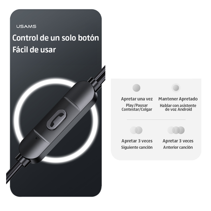 Audífonos Manos Libres Tipo C In Ear EP46 Con Gomitas