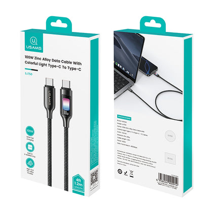 Cable Carga Rápida USB-C A USB-C Para iPhone iPad SJ750 100W 1,2 Metros Luz LED