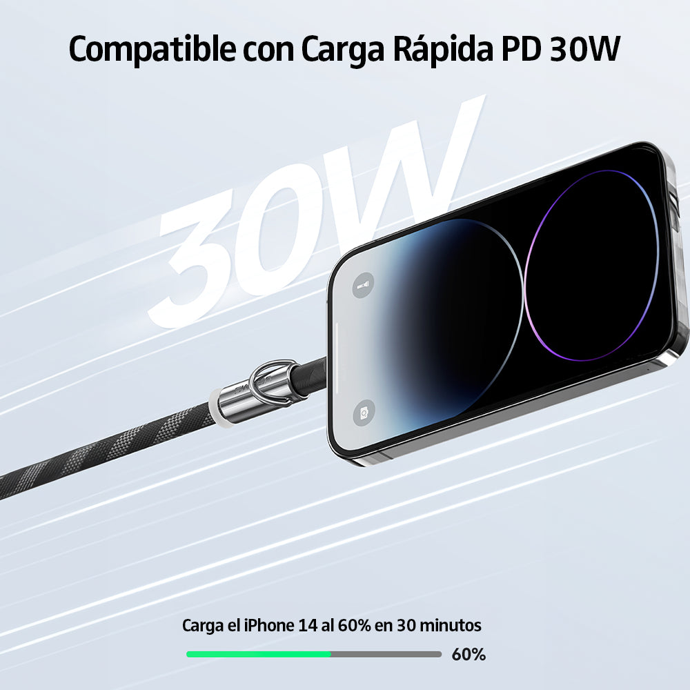 Cable Colgante 2 En 1 Para iPhone A USB C SJ746 1,2 Metros 30W