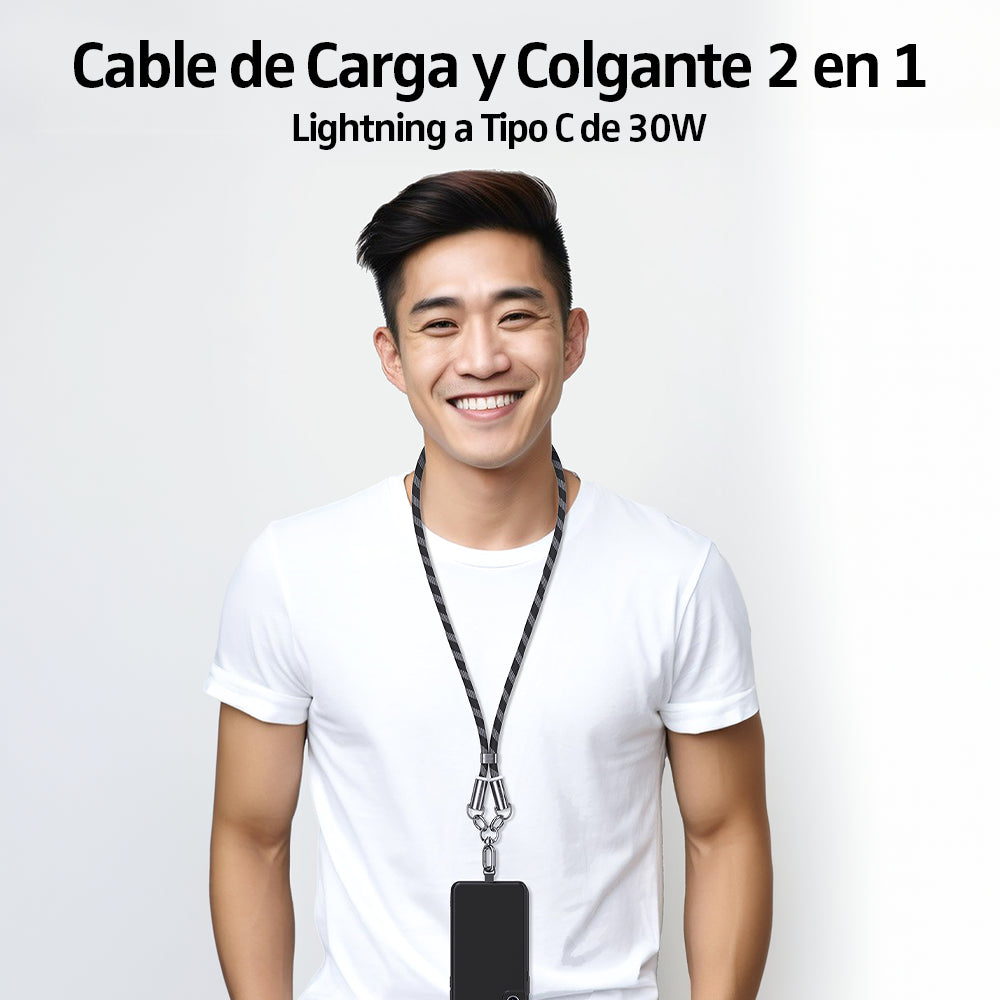 Cable Colgante 2 En 1 Para iPhone A USB C SJ746 1,2 Metros 30W