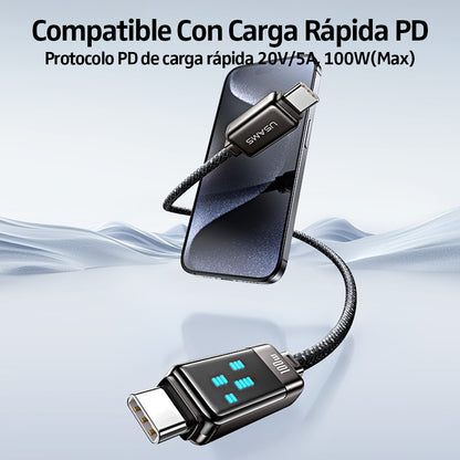 Cable Para iPhone Tipo C A Tipo C SJ744 100W 1,2 Metros Display Led