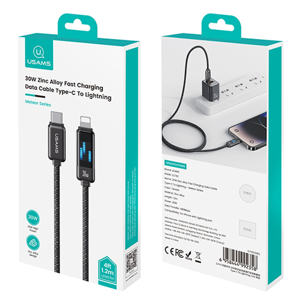 Cable Para iPhone iPad a USB-C SJ743 30W 1,2 Metros Display Led