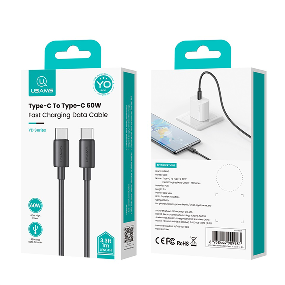 Cable USB Tipo C a Tipo C 60W 1 Metro SJ711