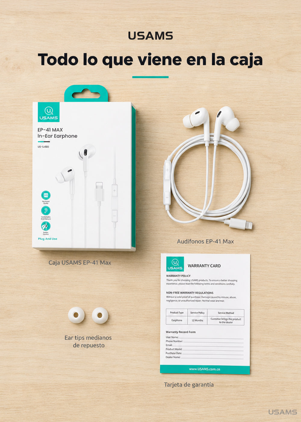 Audífonos Manos Libres Para Lightning In Ear + Microfono EP41 Max 10