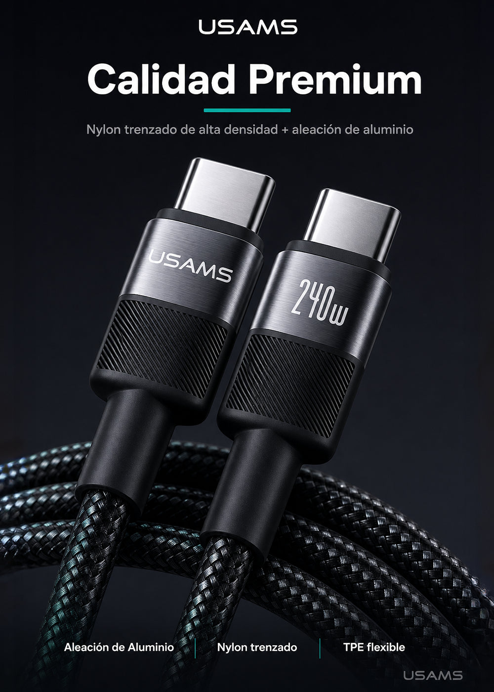 Cable USB-C a Tipo C 240W 1,2 Metros Trenzado SJ727 9