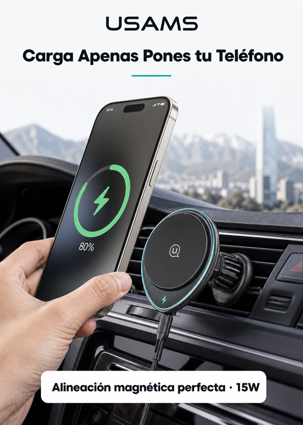 Soporte de Celular Para Auto Carga Inalámbrica 15W CD222 10