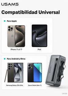 Bateria Externa Power Bank 4500 mAh Conector iPhone y Tipo C 20W CD233