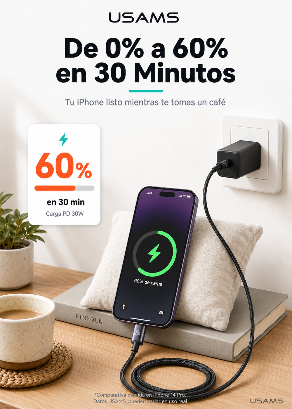 Cable USB-C a Lightning 30W 1,2 Metros Trenzado SJ729 3