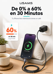 Cable USB-C a Lightning 30W 1,2 Metros Trenzado SJ729 3