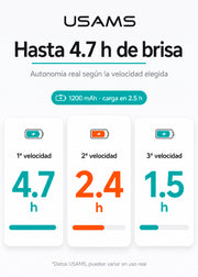 Mini Ventilador De Mano Portatil Recargable Alta Velocidad Usams ZB288 6