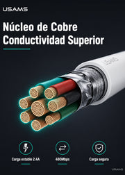 Cable USB-A a Lightning 2.4A 12W 1 Metro SJ709 10