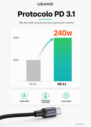 Cable USB-C a Tipo C 240W 1,2 Metros Trenzado SJ727 6